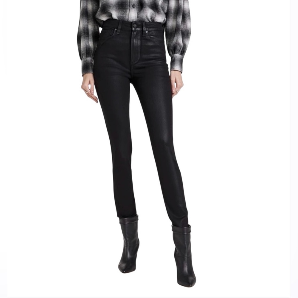PAIGE Women's Size 23 Cheeky High Rise Skinny Black Fog Luke Coating Pants -NWT